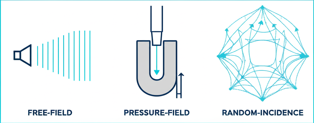 Free-field pressure-field and random-incidence microphone types compared